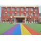 SBR Latex Backing Rainbow Artificial Turf Roll For School Park