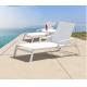 Brushed Silver Aluminum Frame Outdoor Chaise Lounge Swimming Pool Lounge Chair