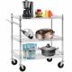 3-Layer Heavy-Duty Wire Rolling Cart with Handle Kitchen Dinner Use