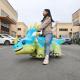 Kiddie Dinosaur Electric Scooter / Animatronic Scooter Remote Control For Theme Park