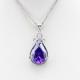 Women  925 Silver Jewelry 10mmx14mm Purple Cubic Zircon Pendant Necklace (PSJ0394)