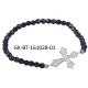 Handmade 925 sterling silver jewellery cz cross bracelet, black shiny beads and white CZ cross