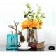 Blue Decorative Solid Glass Vases / Handmade Flower Vase For House / Hotel