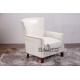 antique white leather chair,#2012