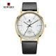 SGS Mens Leather Strap Watches 2.5D Mineral Glass Three Hand 3 Atm Water Resistant