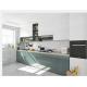 Luxury Green Custom Built Kitchen Cabinets L Shape Up With Stone Top