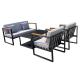 Outdoor Metal Frame Luxury Sofa Bench Complete Set Of Tables And Chairs