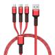 Customized 3-in-1 Multi Charging Cable USB To Micro-USB Type-C Lightning 1m/2m Length OEM Support