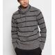 Warm Striped Knit Pullover Sweater With Drawstring Full Lambswool Material