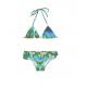 Girls Blue Tropical Bikini, Ruffle Bottom - Delicado Mirage