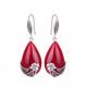 Sterling Silver Red Agate Dangle Earrings Thai Vintage Jewelry (E12037RED)