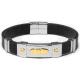 White black stainless steel functional negative ion fir energy silicone bracelet
