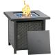 28 Inch Square Natural Gas Fire Pit With Blue Fire Glass For Outside Patio