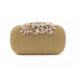 Hard Case Metal Gold Evening Bag 16 * 6 * 10cm , Evening Clutch Purse  With Cotton Lining