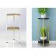 Round Shelves Bamboo And Metal Home Display Rack Floor Type For Living Room
