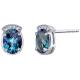 Created Alexandrite Stone Stud Earrings Simulated Sterling Silver Oval Cut