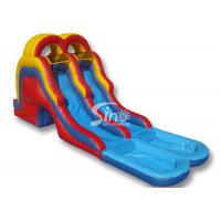 5 mts high double lane kids inflatable water slide with big water pool
