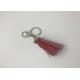 Decorative Silver PU Leather Keychain , Artificial Bag Leather Tassel Keychain