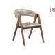 Upholstered Wood Restaurant Chairs Oak Wood Leather Soft Backrest With Crossed Armrests