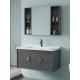 Grey Black Ceramic Wash Basin Cabinet Set Aluminium Mirrored Bathroom Cabinet Vanity