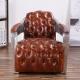Aluminum Arm Brown Antique Leather Armchairs For Living Room Hotel
