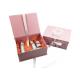 Pink Cardboard Cosmetic Packaging Foldable Gift Boxes Ribbon Closure For Skin Care