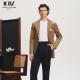 Men's Khaki Corduroy Casual Slim Suit Autumn Single Suit Blazer Jacket with Zipper Fly