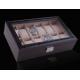 Black Leather Watch Display Box, Removable Pillows for 12 Timepieces, Closure,