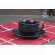Coffee Tea Black Ceramic Cup With Saucer Handle Weight 190g Custom Decal