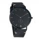 All black color genuine leather strap high quality mens watch 42mm diameter