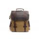 CL-502 Khaki Classical Design Vintage Mens Canvas Leather Backpack
