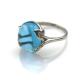 Gemstone Jewelry 12mmx14mm Oval Dome Blue Topaz Cubic Zirconia 925 Silver Ring(R44)