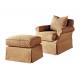 Full Soild Base Fabric Leisure Chair Ottoman Natural Timber Wood With Cushion