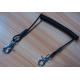 Heavy duty thumb metal hooks 2pcs w/black security coil cord tethers as per custom size