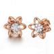 Fashion 18K Rose Gold 0.14 Carat Diamonds Flwoer Stud Earrings for Women Gift (GDE003)