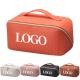 Customized New Arrival Luxury Portable Pu Large White Leather Travel Toiletry Storage Makeup Cosmetic Bags With Logo