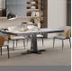 Modern Cross Base Marble Metal Dining Table 750mm Height  Rectangular Glass