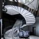 Carbon Steel Custom Curved Staircase , Marble Tread Arc Staircase