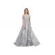 Grey Color Muslim Evening Short Sleeve Ball Gown / Ladies Arabic Party Dress