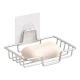 No Drilling Wall Mounted 304 Rustproof Stainless Steel Square Soap Dish Holder for Bathroom and Kitchen