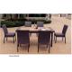 7-piece synthetic rattan wicker outdoor patio teak top garden dining table 6 armlesschairs-8026