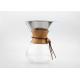 Durable Glass Drip Coffee Pot With Classic Polished Wood For Making Coffee