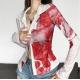 Custom Clothing Factory China Women'S Printed Cardigan Long Sleeved Casual Top Irregular Lapel Shirt