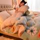 Modern Style Super Soft Warm Cozy Polyester Quilt Fabric King Size Fitted Bedding Set