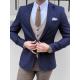 Blue Slim Fit Business Casual Suit Jacket Casual Navy Peak Lapel Blazer