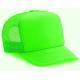Fluorescent Green Summer Half Mesh Trucker Cap For Adults Embroidery 6 Lines Visor Type