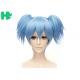 Dark Blue Anime Heat Resistant Cosplay Wigs Short With Ponytails