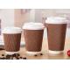 Corrugated Insulated Paper Coffee Cups , 16 Oz Coffee Cups Disposable Three Layers