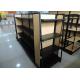 1.4M High Reliable Metal And Wood Display Shelves Trapezoidal Side Frame MDF Backing