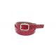 Red Thin Square Women's Genuine Leather Belts With Needle Buckle